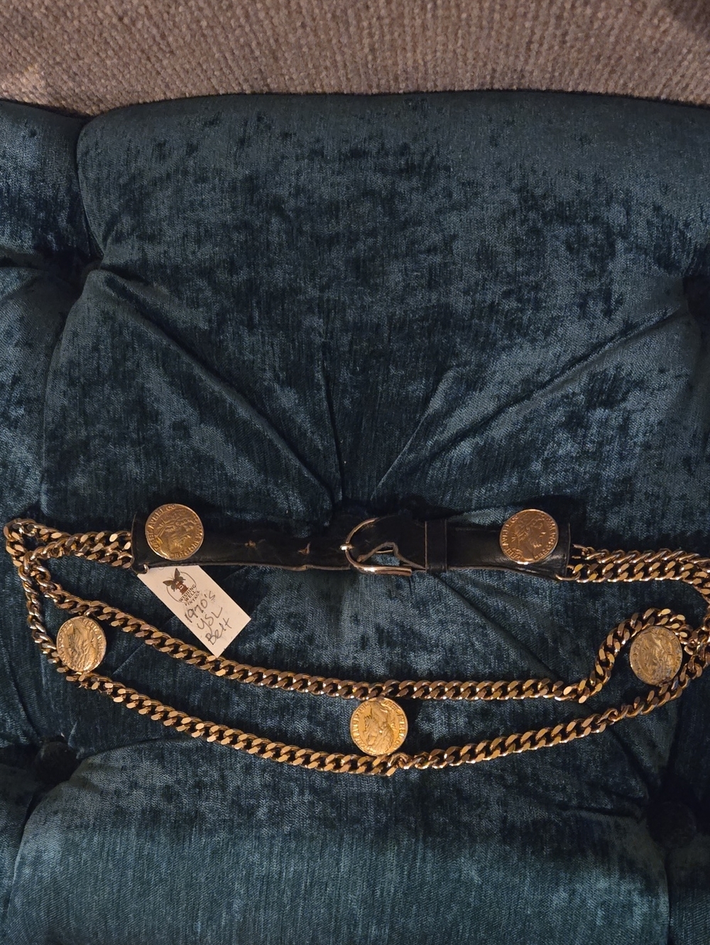 YsL Vintange Coin Belt with Black Leather